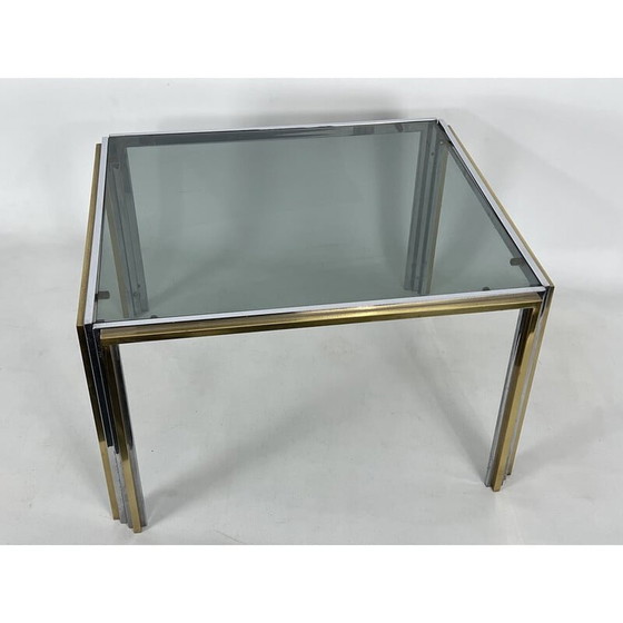 Image 1 of Table d'appoint en chrome et laiton, Mid Century, 1970