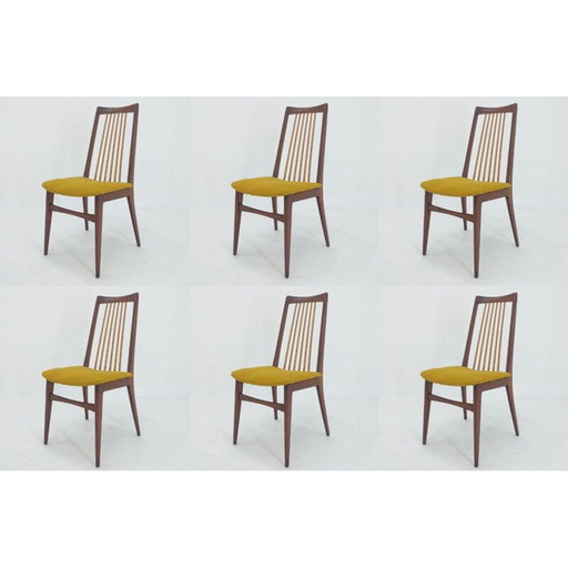 Ensemble de six chaises de salle à manger du milieu du siècle, Danemark années 1970
