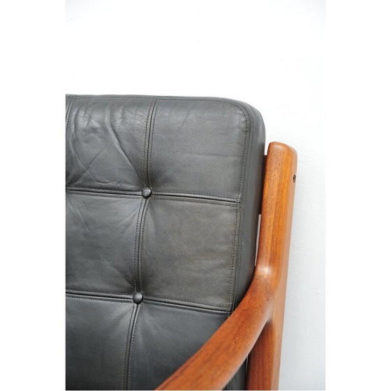 Image 1 of Canapé vintage en cuir et teck par Ole Wanscher, 1950