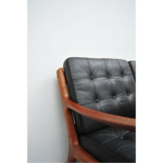 Image 1 of Canapé vintage en cuir et teck par Ole Wanscher, 1950