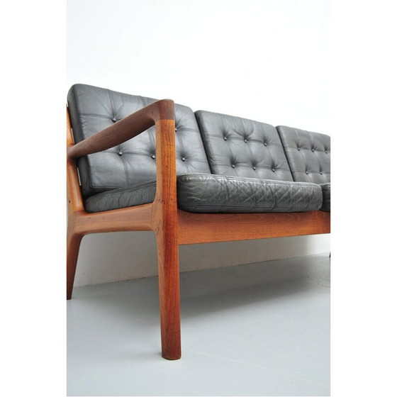 Image 1 of Canapé vintage en cuir et teck par Ole Wanscher, 1950