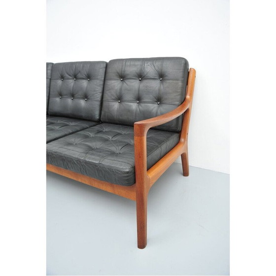 Image 1 of Canapé vintage en cuir et teck par Ole Wanscher, 1950
