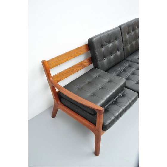 Image 1 of Canapé vintage en cuir et teck par Ole Wanscher, 1950