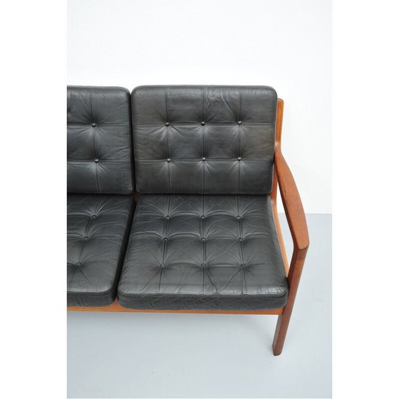 Image 1 of Canapé vintage en cuir et teck par Ole Wanscher, 1950