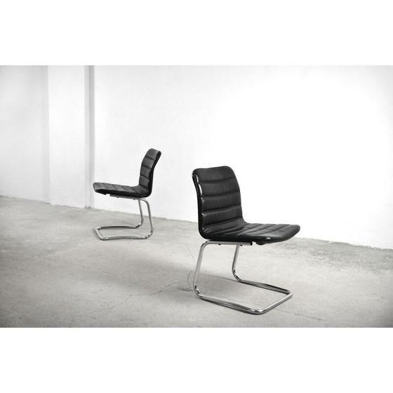 Image 1 of Paire de fauteuils minimalistes en cuir par Pol International, Allemagne, années 1960