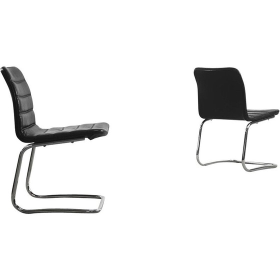 Image 1 of Paire de fauteuils minimalistes en cuir par Pol International, Allemagne, années 1960