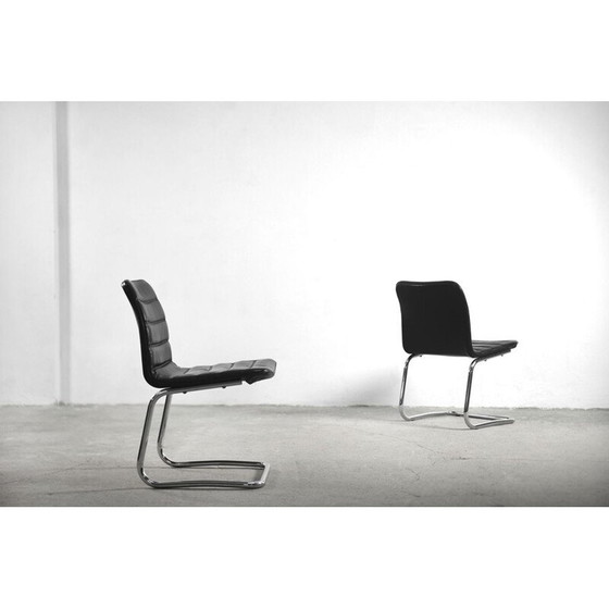 Image 1 of Paire de fauteuils minimalistes en cuir par Pol International, Allemagne, années 1960