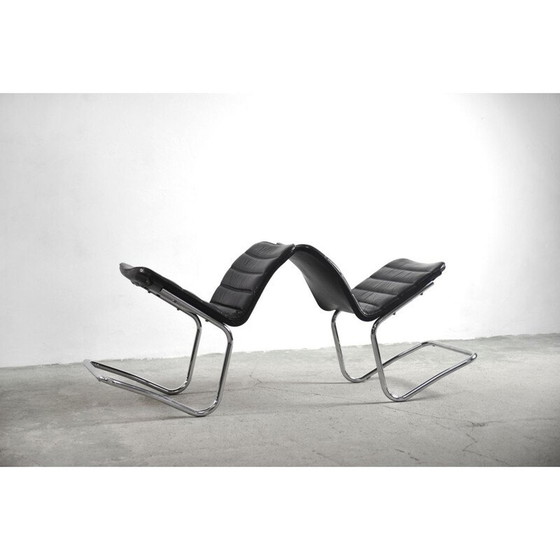 Image 1 of Paire de fauteuils minimalistes en cuir par Pol International, Allemagne, années 1960
