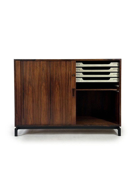 Image 1 of Classeur danois du milieu du siècle en palissandre avec porte à tambour, années 1960