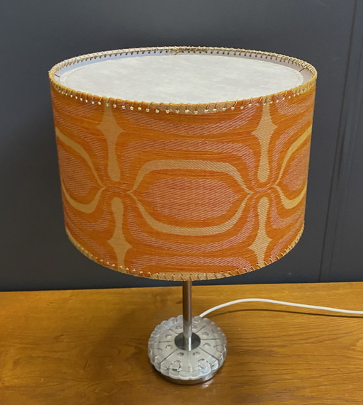 Lampe de table ronde avec abat-jour orange 1960S