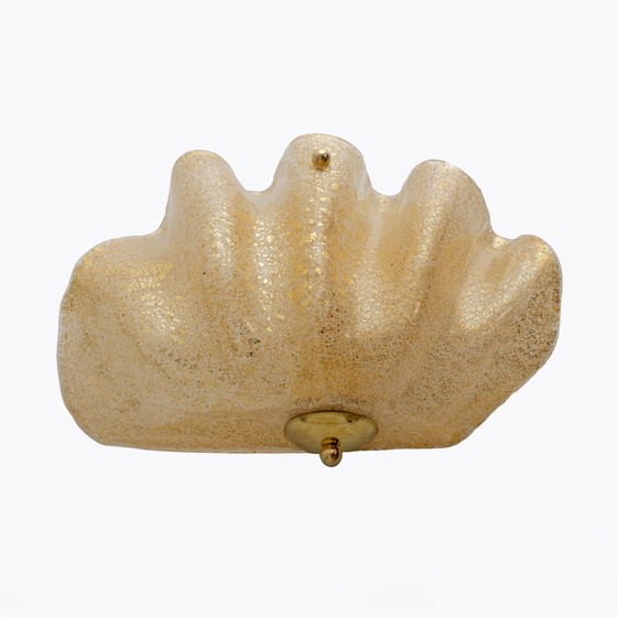 Image 1 of Paire d'appliques à coquille en verre de Murano de style Mid Century Modern