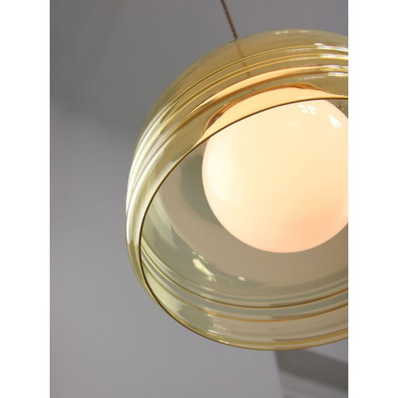 Image 1 of Lampe suspendue vintage en chrome et verre, Italie 1970