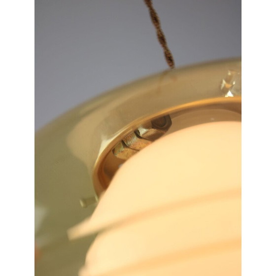 Image 1 of Lampe suspendue vintage en chrome et verre, Italie 1970