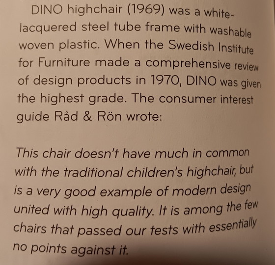 Image 1 of Chaise haute vintage Dino conçue par Charlotte Rude et Hjördis Olsson-Une'S pour Ikea 1969