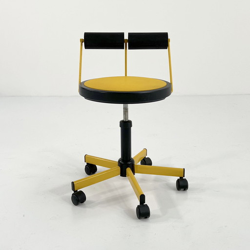 Chaise de bureau jaune réglable de Bieffeplast, 1980S