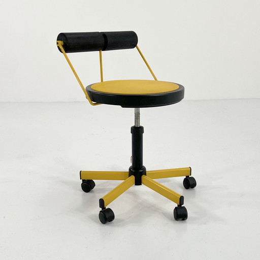 Chaise de bureau jaune réglable de Bieffeplast, 1980S