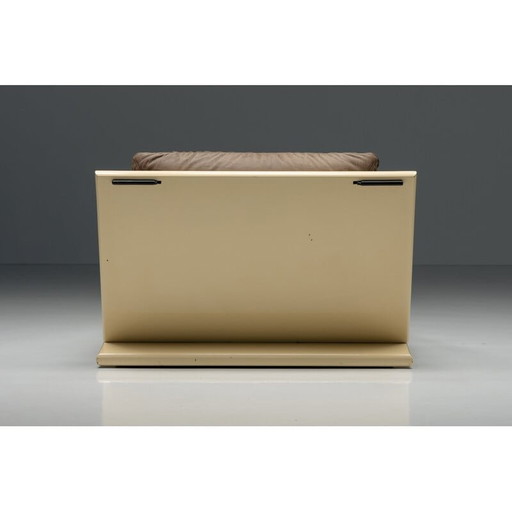 Fauteuil vintage en laque et cuir, 1970