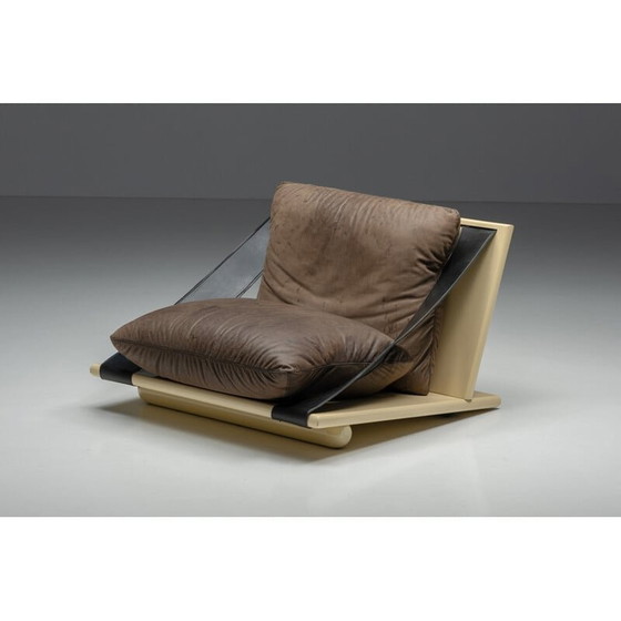 Image 1 of Fauteuil vintage en laque et cuir, 1970