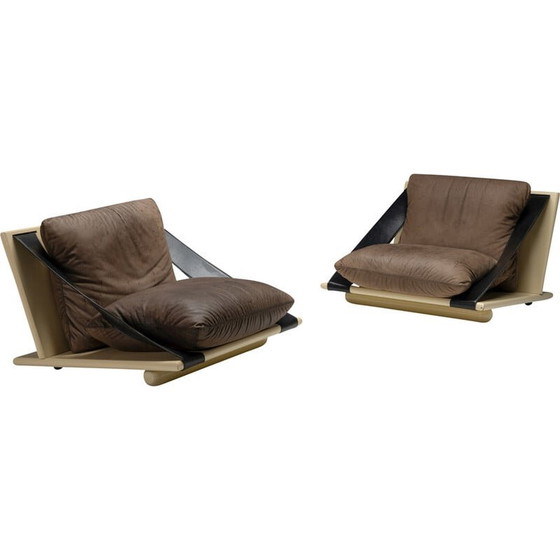 Image 1 of Fauteuil vintage en laque et cuir, 1970