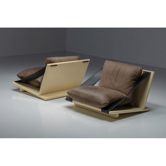 Image 1 of Fauteuil vintage en laque et cuir, 1970