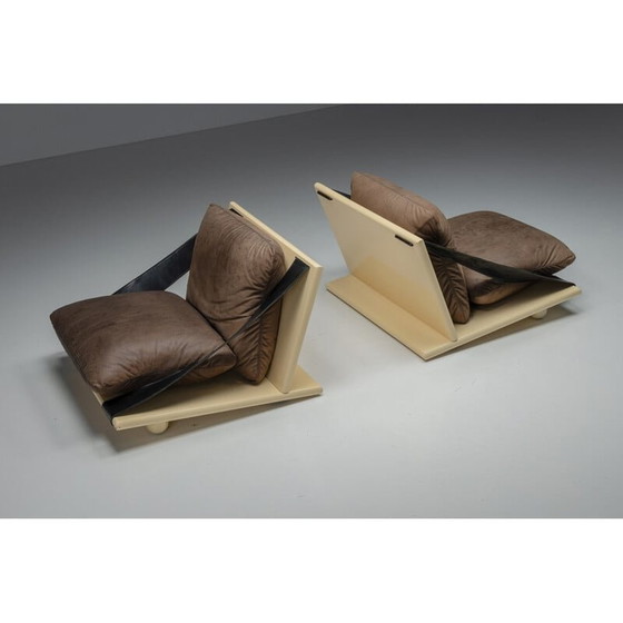Image 1 of Fauteuil vintage en laque et cuir, 1970