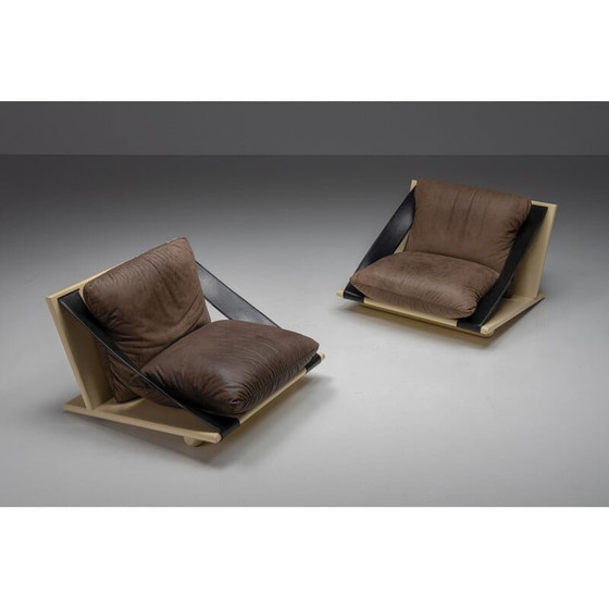 Image 1 of Fauteuil vintage en laque et cuir, 1970