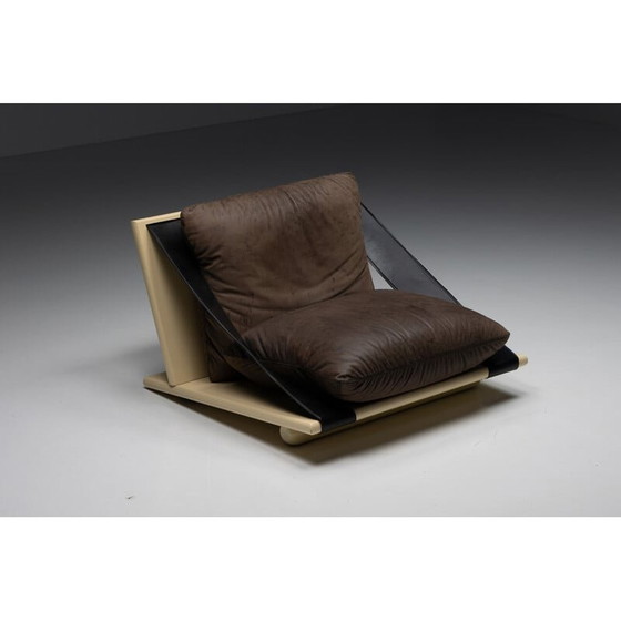 Image 1 of Fauteuil vintage en laque et cuir, 1970