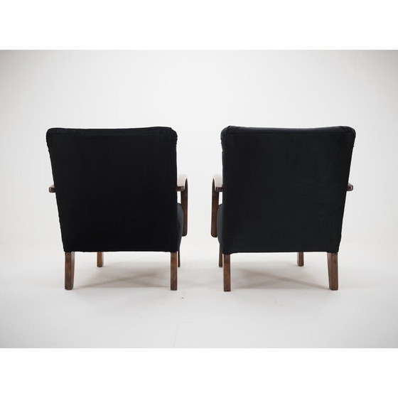 Image 1 of Paire de fauteuils vintage en bois et tissu par Jindřich Halabala, Tchécoslovaquie 1940