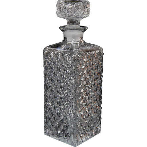 Carafe à liqueur en cristal vintage, Tchécoslovaquie, années 1950