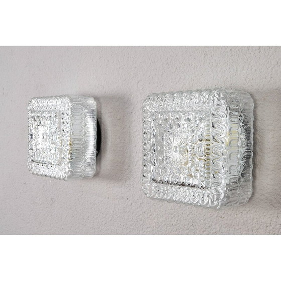 Paire d'appliques vintage en verre taillé transparent, Allemagne, 1960 – Appliques murales (photo 5 of 6)