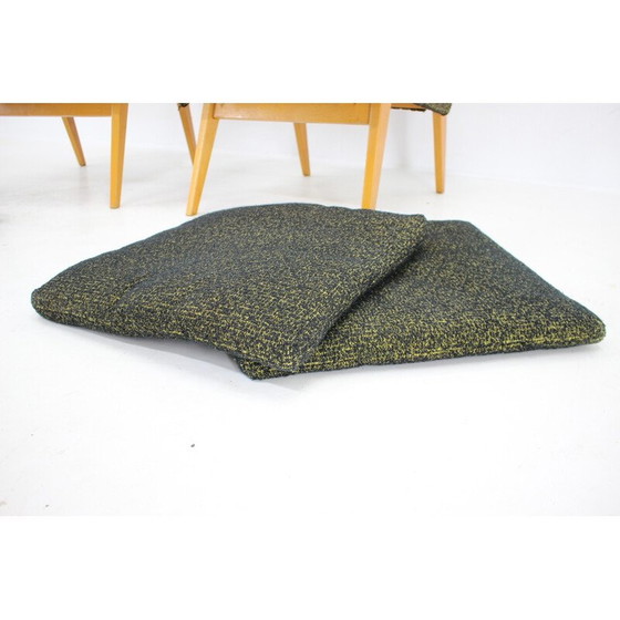 Image 1 of Paire de fauteuils vintage en bois et tissu, Tchécoslovaquie, années 1960