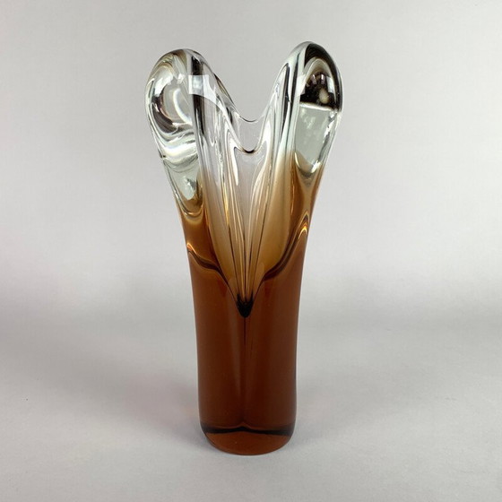 Image 1 of Vase vintage en verre d'art par Jan Beranek pour la verrerie de Skrdlovice 1960