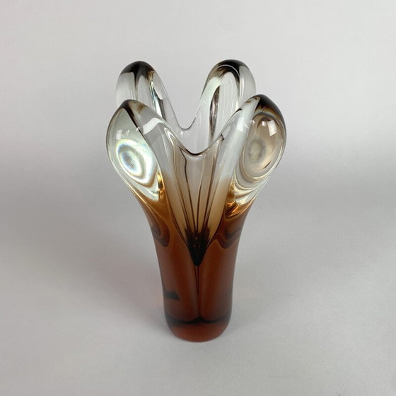 Image 1 of Vase vintage en verre d'art par Jan Beranek pour la verrerie de Skrdlovice 1960