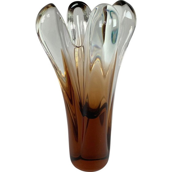 Image 1 of Vase vintage en verre d'art par Jan Beranek pour la verrerie de Skrdlovice 1960