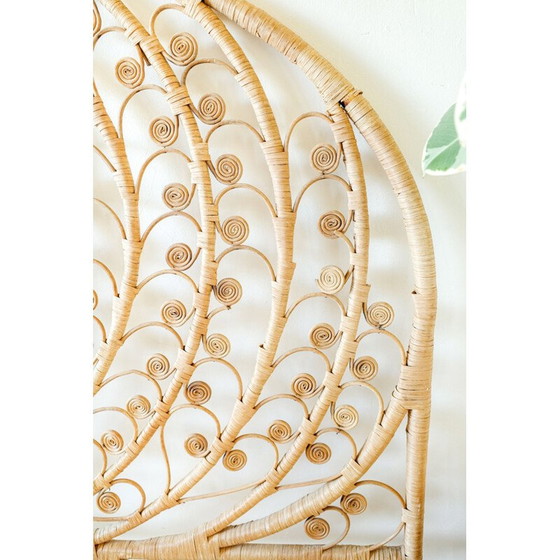 Image 1 of Tête de lit vintage en osier "cœur de paon", 1960