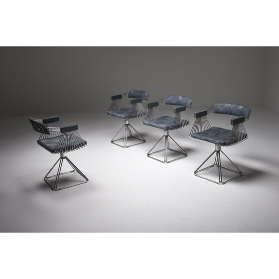 Image 1 of Ensemble de salle à manger moderne en fil d'acier chromé Novalux de Rudi Verelst, 1970