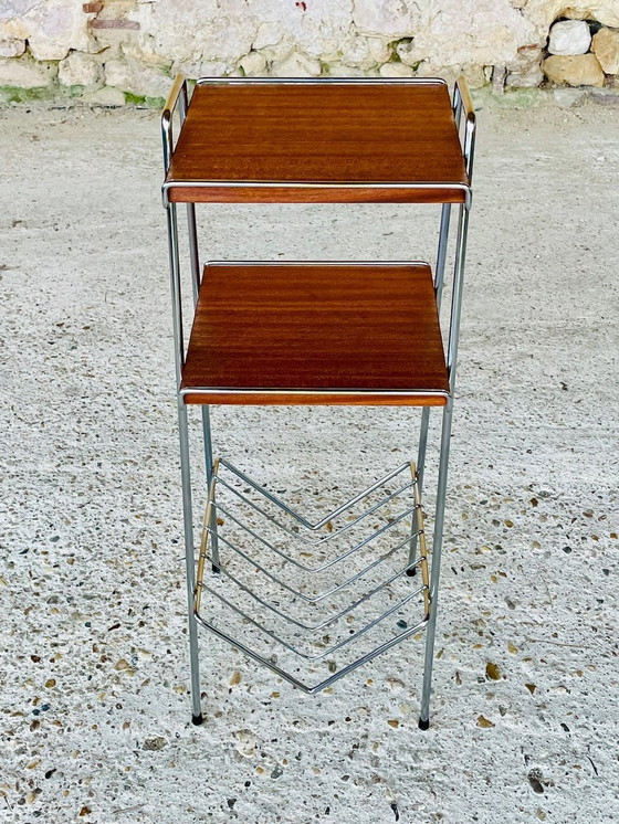 Image 1 of Table d'appoint vintage à 2 niveaux avec porte-revues, 1960S