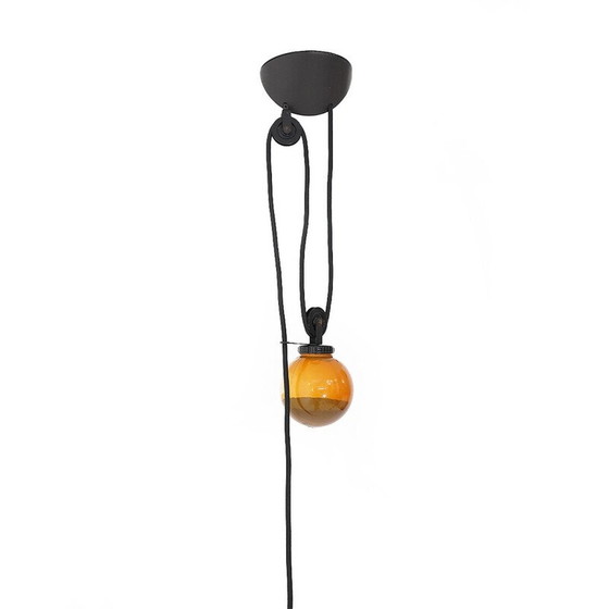 Image 1 of Lustre vintage en métal noir et plastique par Enzo Mari pour Artemide, Italie 1970