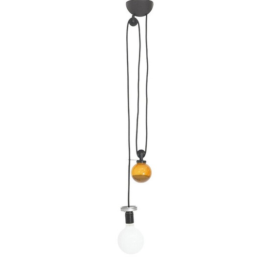 Image 1 of Lustre vintage en métal noir et plastique par Enzo Mari pour Artemide, Italie 1970