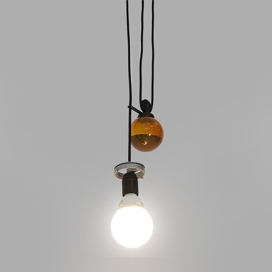 Image 1 of Lustre vintage en métal noir et plastique par Enzo Mari pour Artemide, Italie 1970