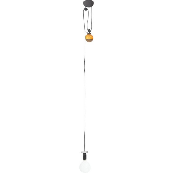 Image 1 of Lustre vintage en métal noir et plastique par Enzo Mari pour Artemide, Italie 1970