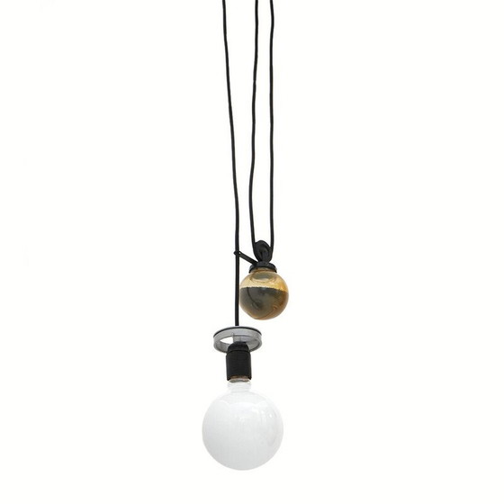 Image 1 of Lustre vintage en métal noir et plastique par Enzo Mari pour Artemide, Italie 1970
