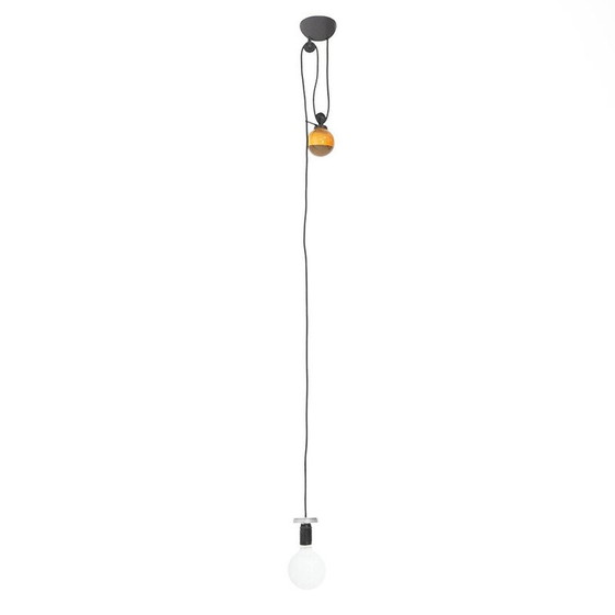 Image 1 of Lustre vintage en métal noir et plastique par Enzo Mari pour Artemide, Italie 1970