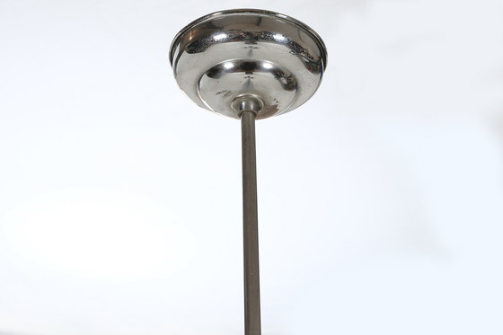 Image 1 of Lampe suspendue Art déco française avec abat-jour en verre vert, 1940