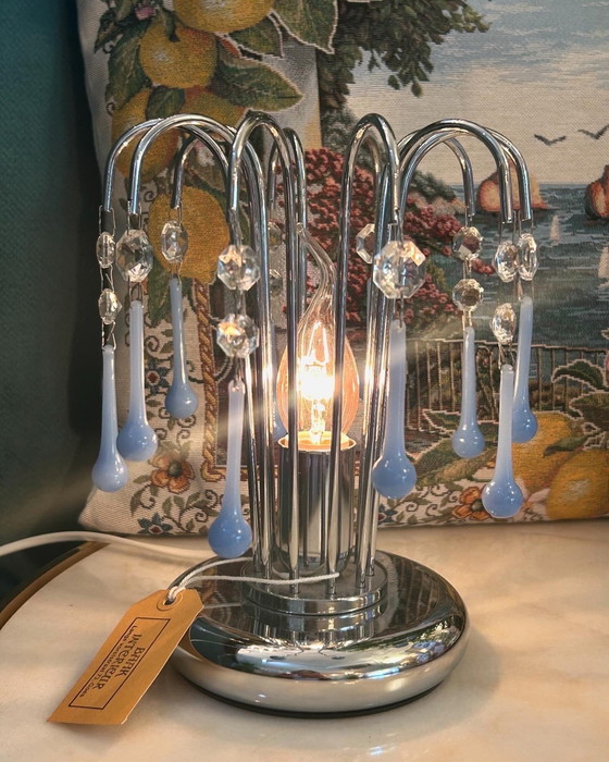 Image 1 of Lot de 2 lampes de table Vintage Opaline Teardrop Lampes