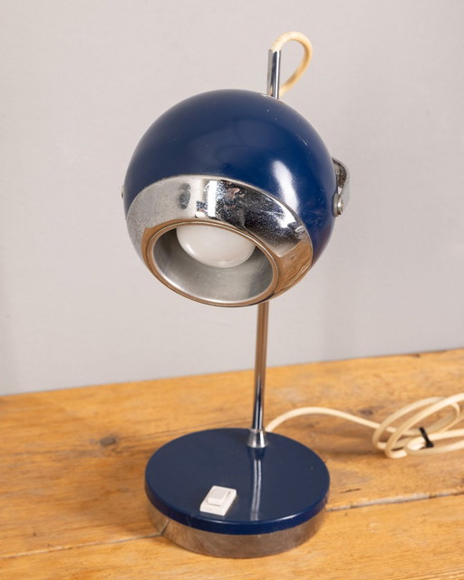Lampe de table boule à œil bleue par Goffredo Reggiani, 1970