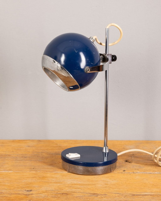 Lampe de table boule à œil bleue par Goffredo Reggiani, 1970