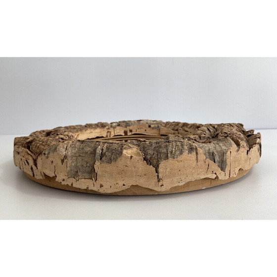Image 1 of Miroir vintage en liège et bois, 1970
