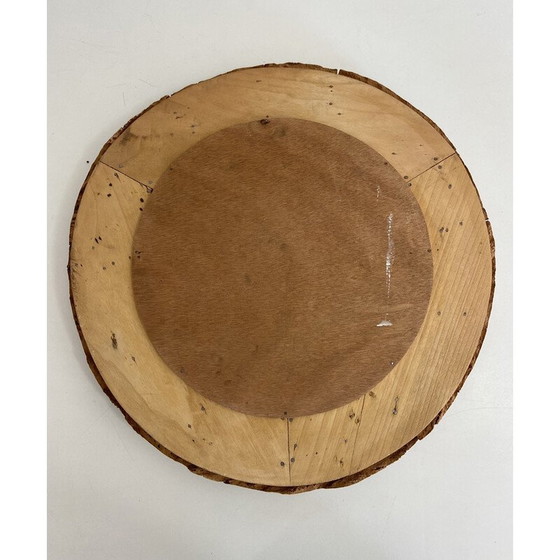 Image 1 of Miroir vintage en liège et bois, 1970