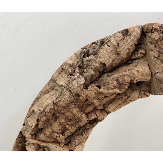 Image 1 of Miroir vintage en liège et bois, 1970